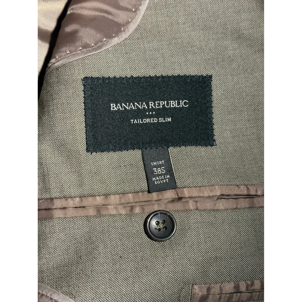 Banana Republic Mens 38S Tailored Slim Blazer Brown Stripe Sport Coat 924410-00